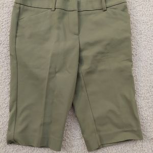 Flat front Shorts with slit pockets. Olive Green